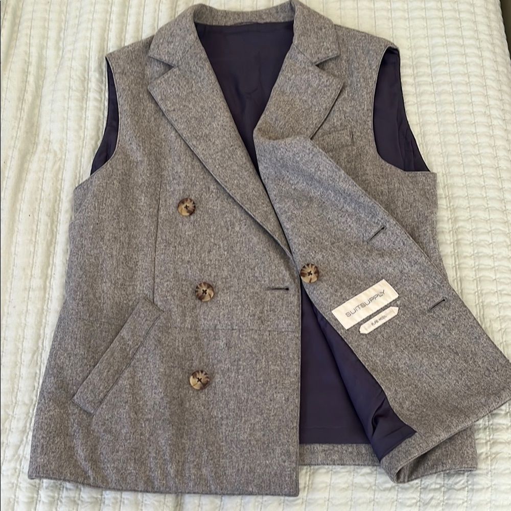 Premium Gray Wool Double-Breasted Bodywarmer By S… - image 4